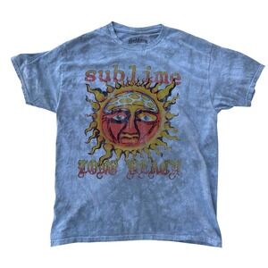 Sublime Long Beach Sun Logo Tie Dye Graphic T-Shirt Mens Large Blue Grey